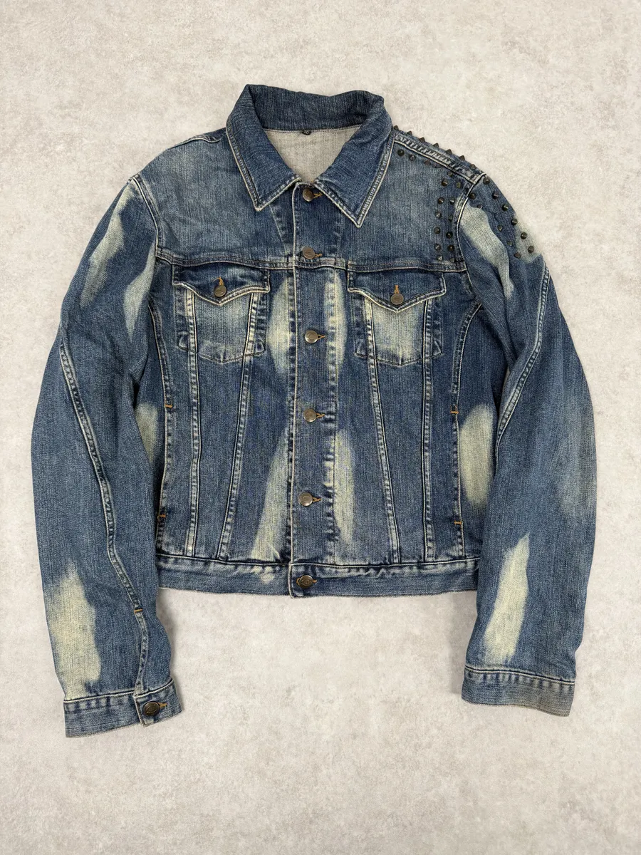 2000s Cavalli Blue Studded Denim Jacket