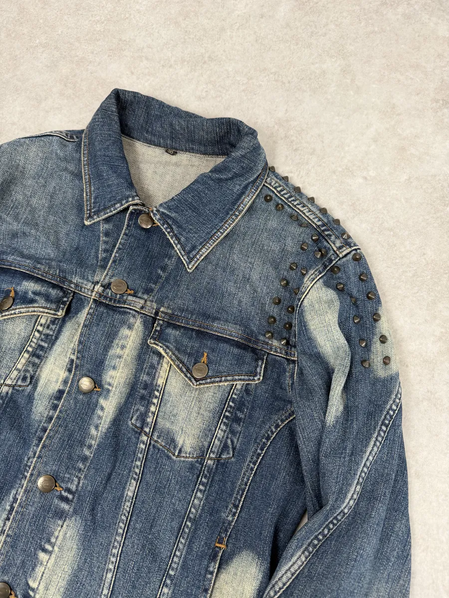 2000s Cavalli Blue Studded Denim Jacket - Image 8