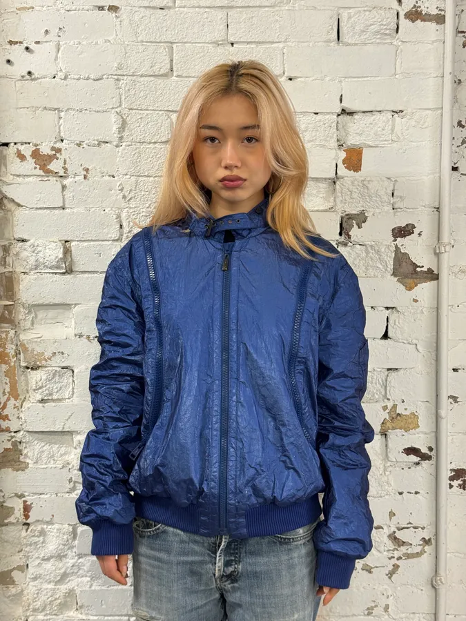 2000s Cavalli Blue Tornado Zip Nylon Jacket - Image 2