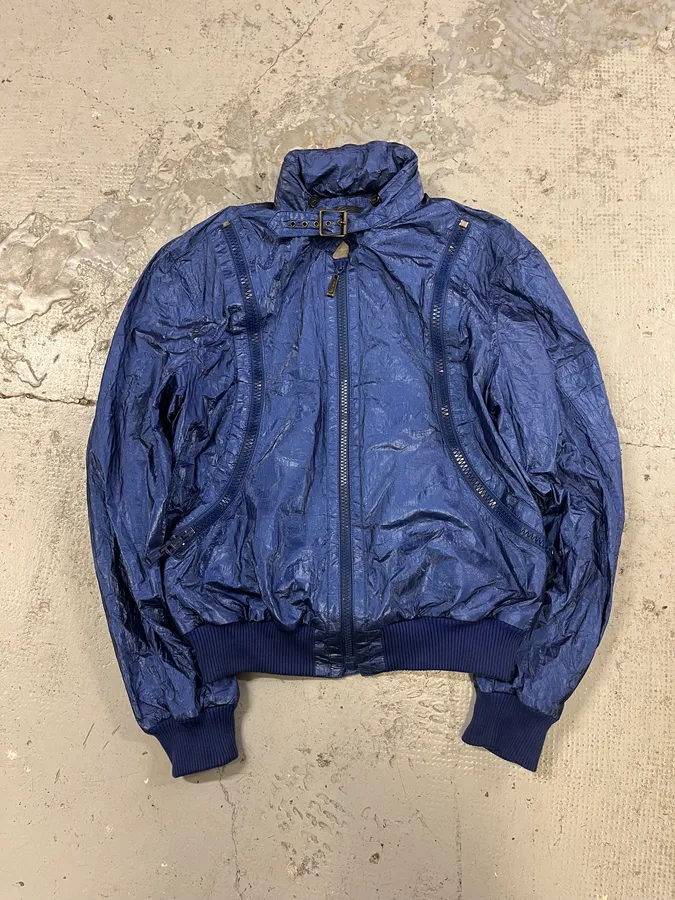 2000s Cavalli Blue Tornado Zip Nylon Jacket - Image 4