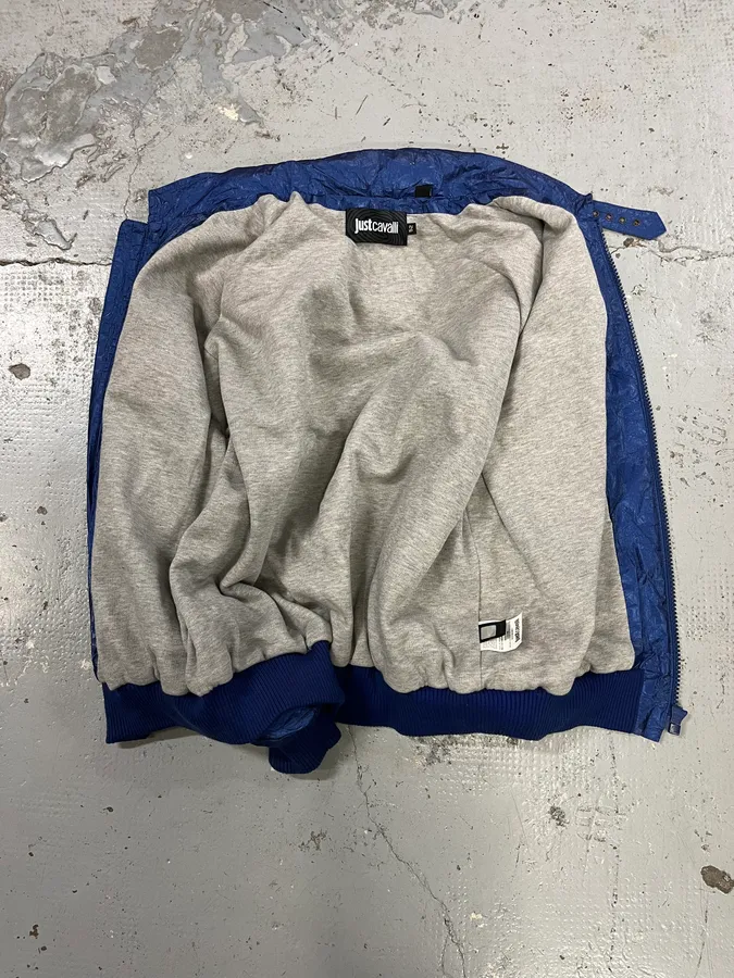 2000s Cavalli Blue Tornado Zip Nylon Jacket - Image 8
