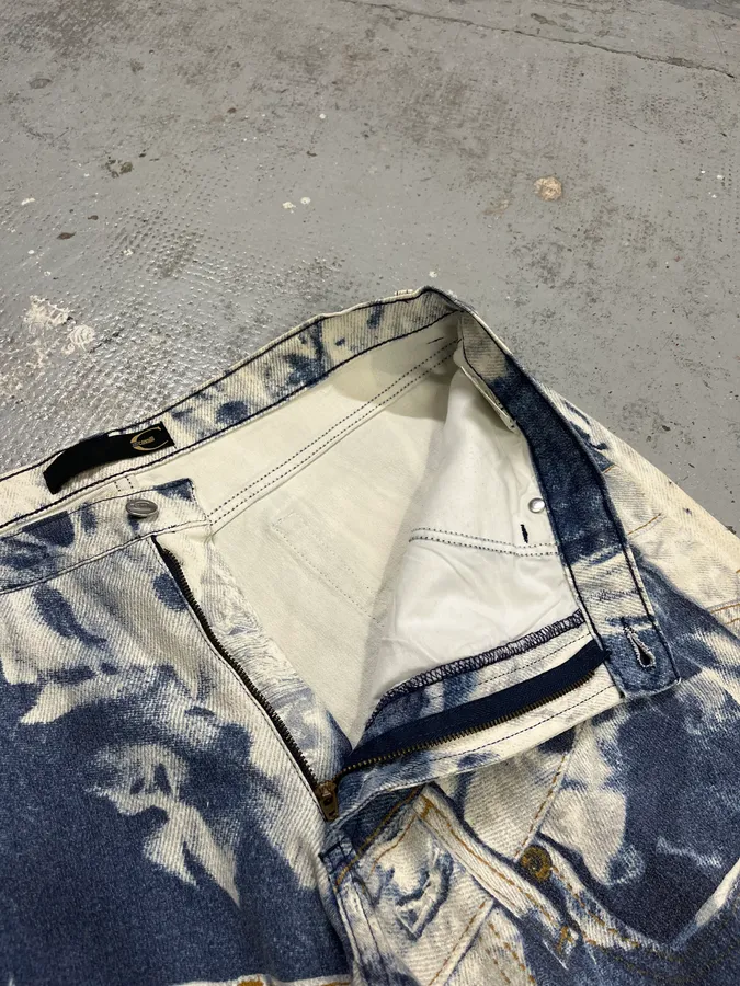 2000s Cavalli Blue & White Trompe L’oeil Denim Jeans - Image 11