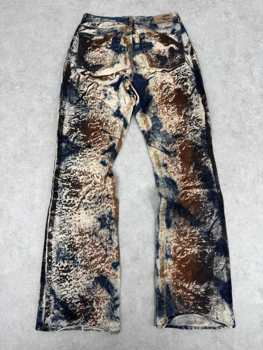 2000s Cavalli Blue World Eroded Denim Jeans - Image 2
