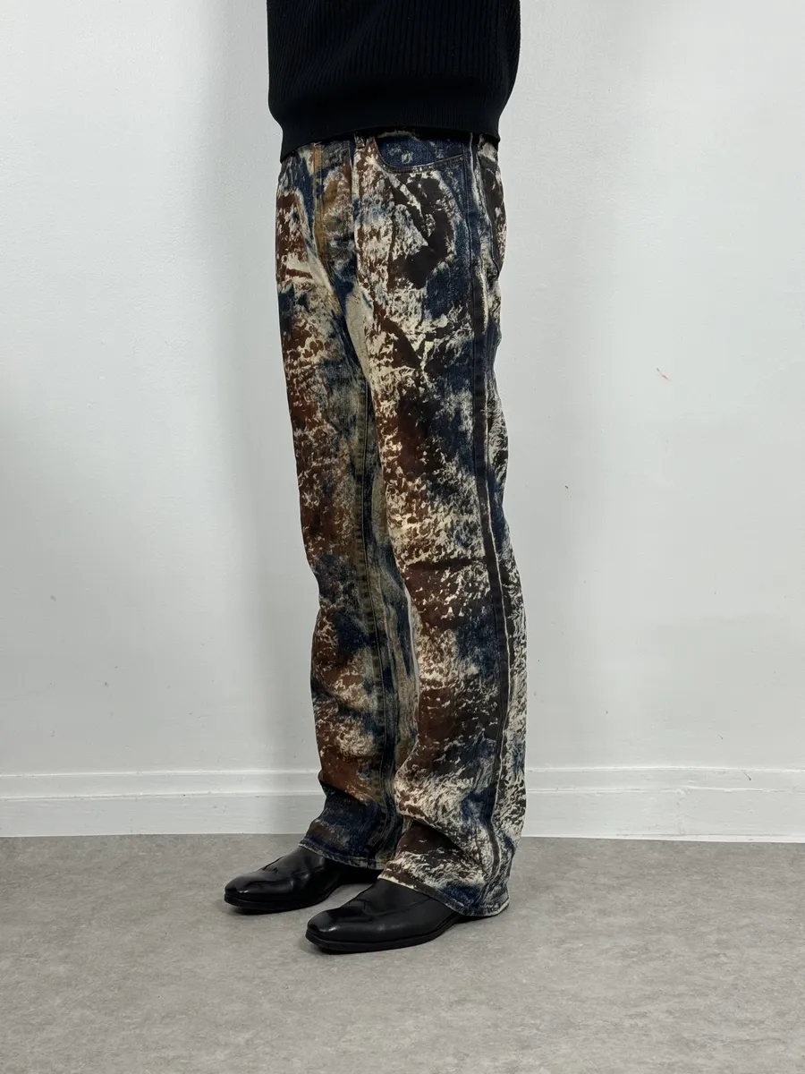 2000s Cavalli Blue World Eroded Denim Jeans - Image 4