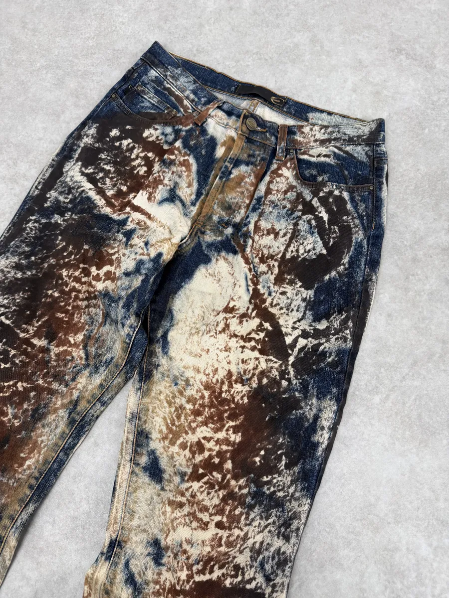 2000s Cavalli Blue World Eroded Denim Jeans - Image 7