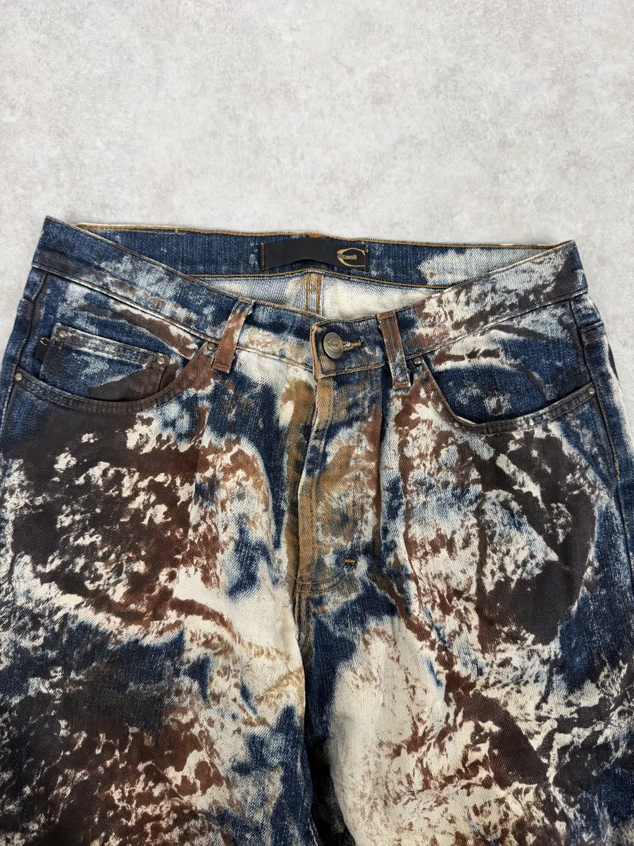 2000s Cavalli Blue World Eroded Denim Jeans - Image 8