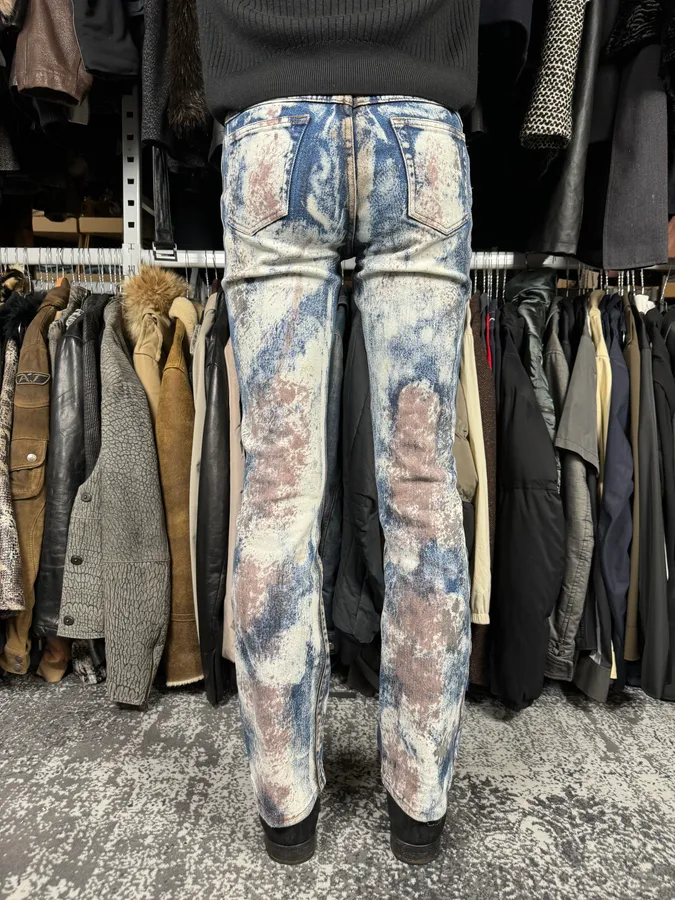 2000s Cavalli Blue World Eroded Denim Jeans - Image 4