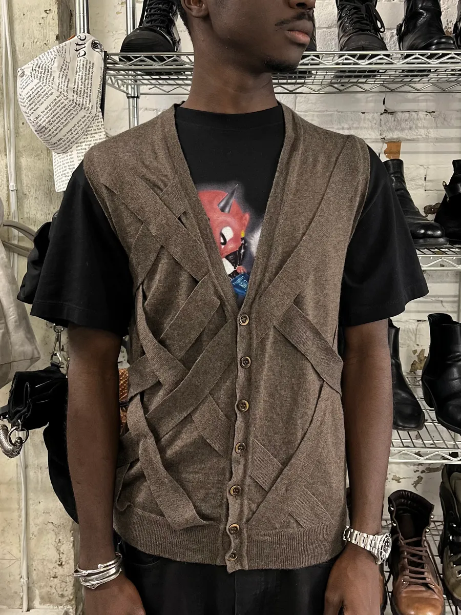 2000s Cavalli Bondage Brown Cardigan Vest Sweater - Image 2