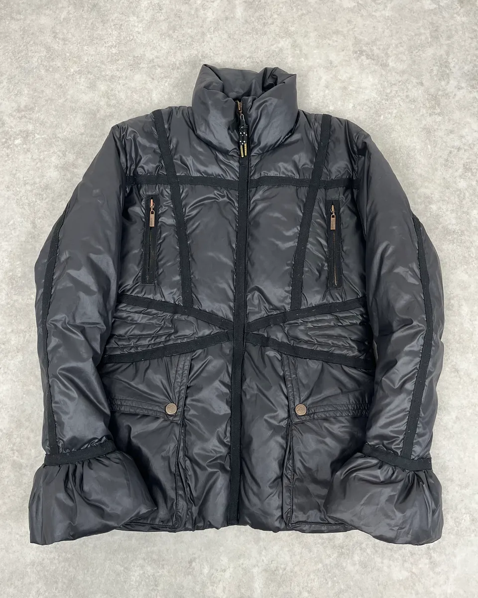 2000s Cavalli Bondage Harness Black Puffer Jacket