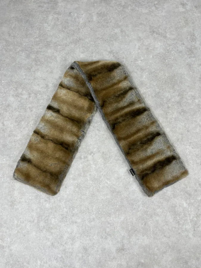 2000s Cavalli Brown & Beige Fur Scarf - Image 3