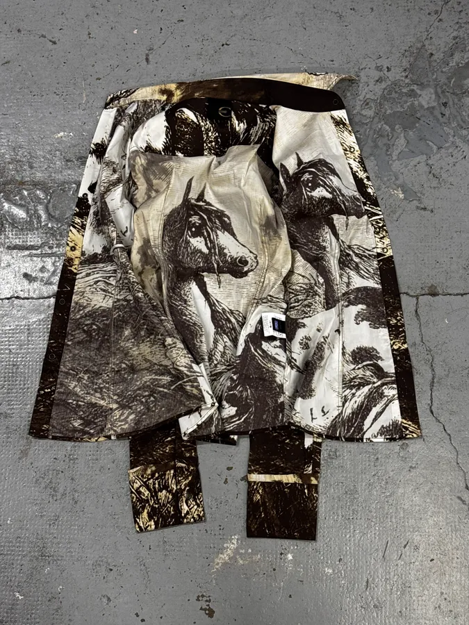 2000s Cavalli Brown & Beige Horse Ranch Shirt - Image 7