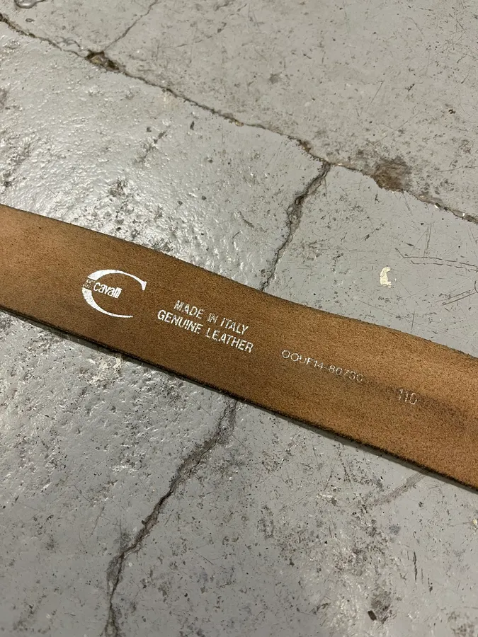 2000s Cavalli Brown Crocodile Leather Belt - Image 9