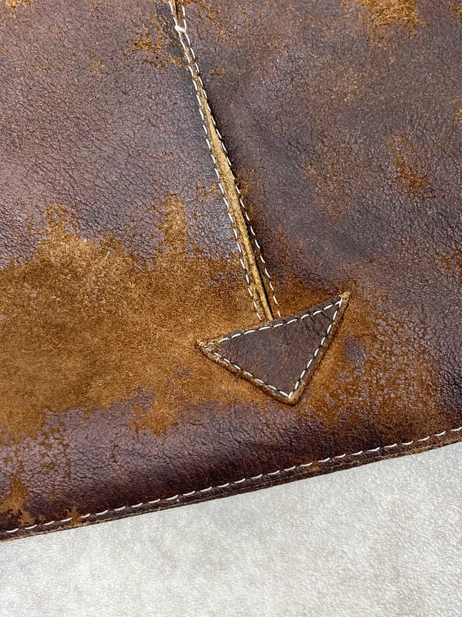 2000s Cavalli Brown Eroded Leather Shoulder Bag - Image 7