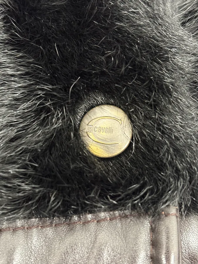 2000s Cavalli Brown Fur Leather Jacket - Image 11