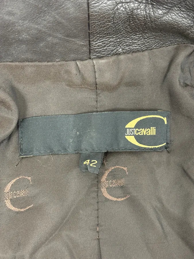 2000s Cavalli Brown Fur Leather Jacket - Image 13