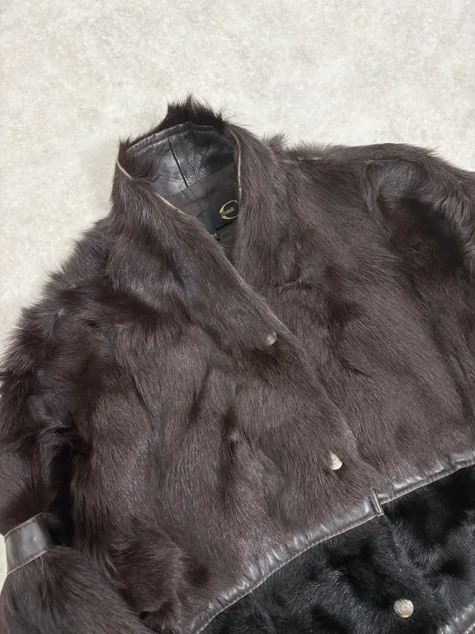 2000s Cavalli Brown Fur Leather Jacket - Image 6