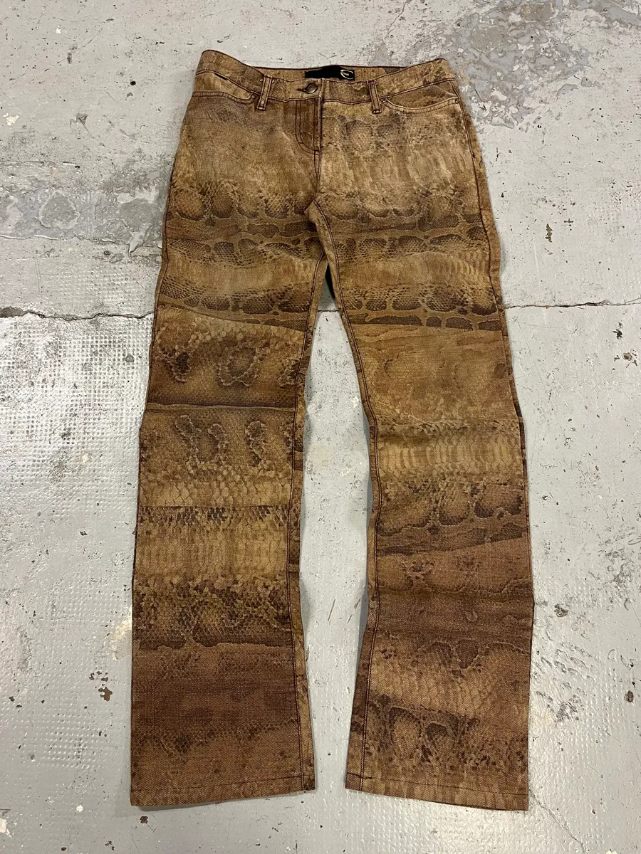 2000s Cavalli Brown Python Effect Pants