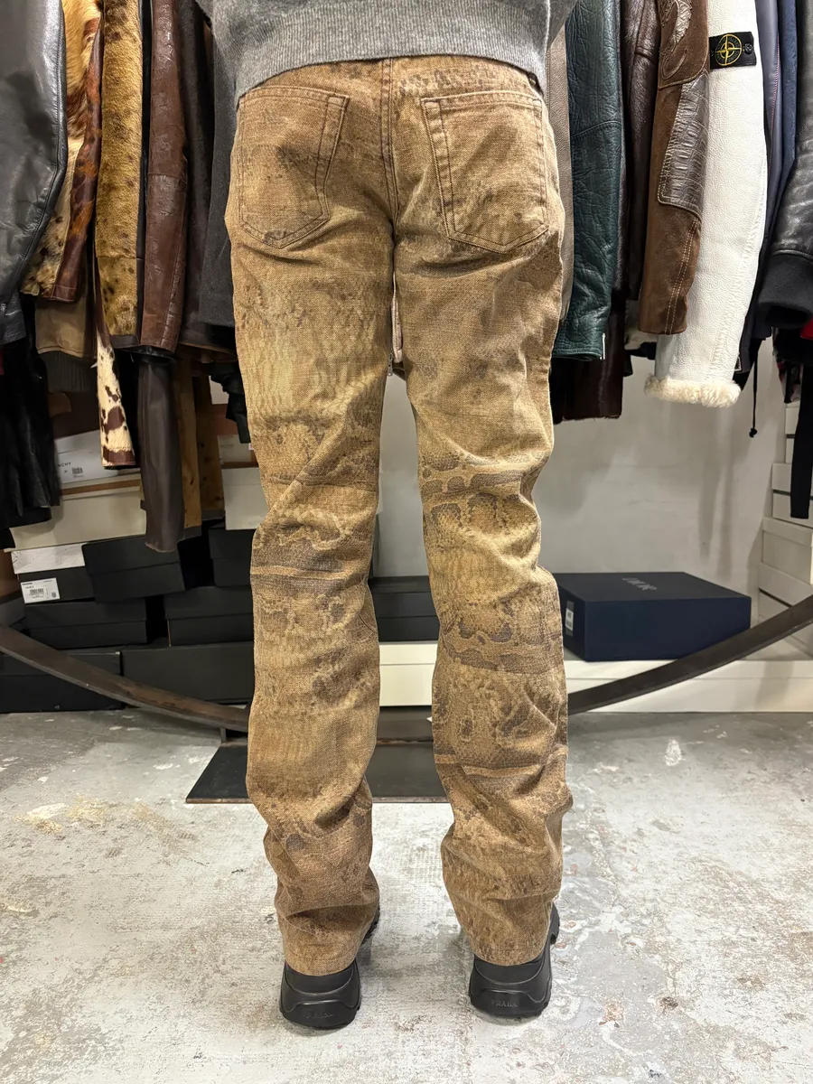 2000s Cavalli Brown Python Effect Pants - Image 5