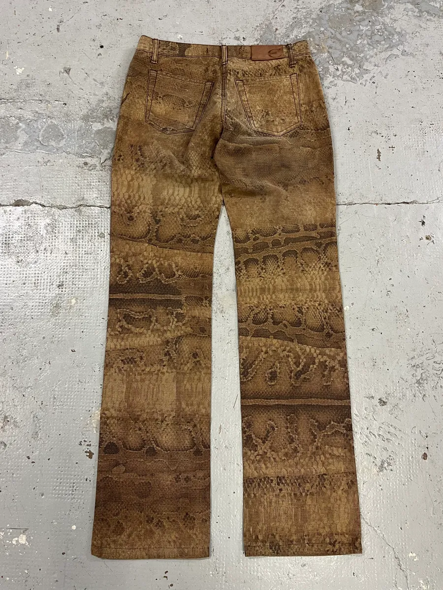 2000s Cavalli Brown Python Effect Pants - Image 8