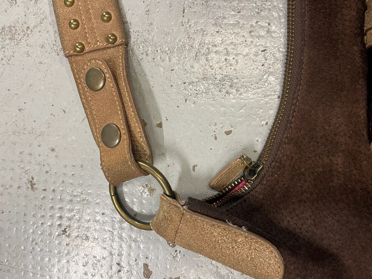 2000s Cavalli Brown Suede Leather & Fur Handle Bag - Image 7