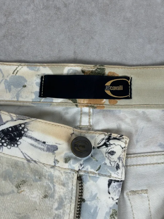 2000s Cavalli Cream Floral Fantasy Pants - Image 12