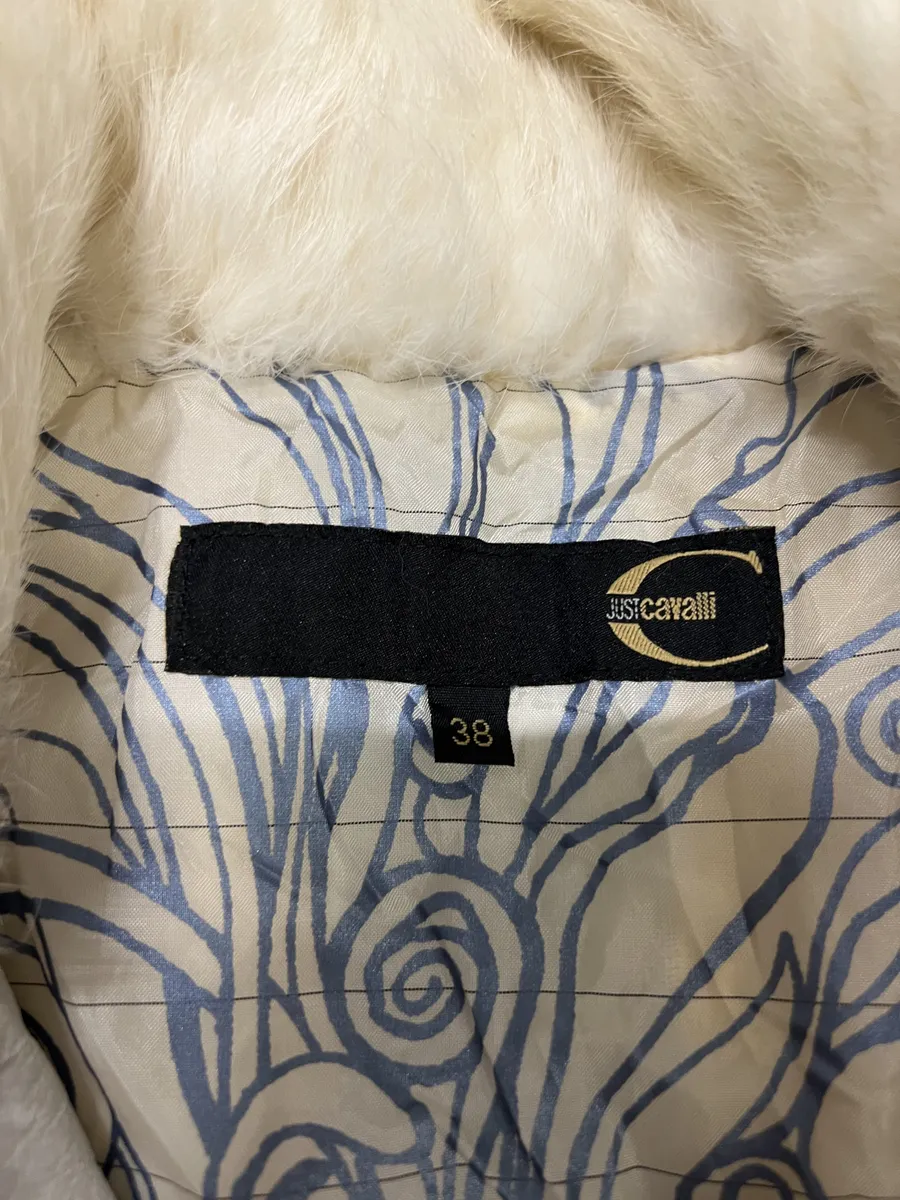 2000s Cavalli Creamy Rabbit Fur Avant-garde Leather Jacket - Image 10