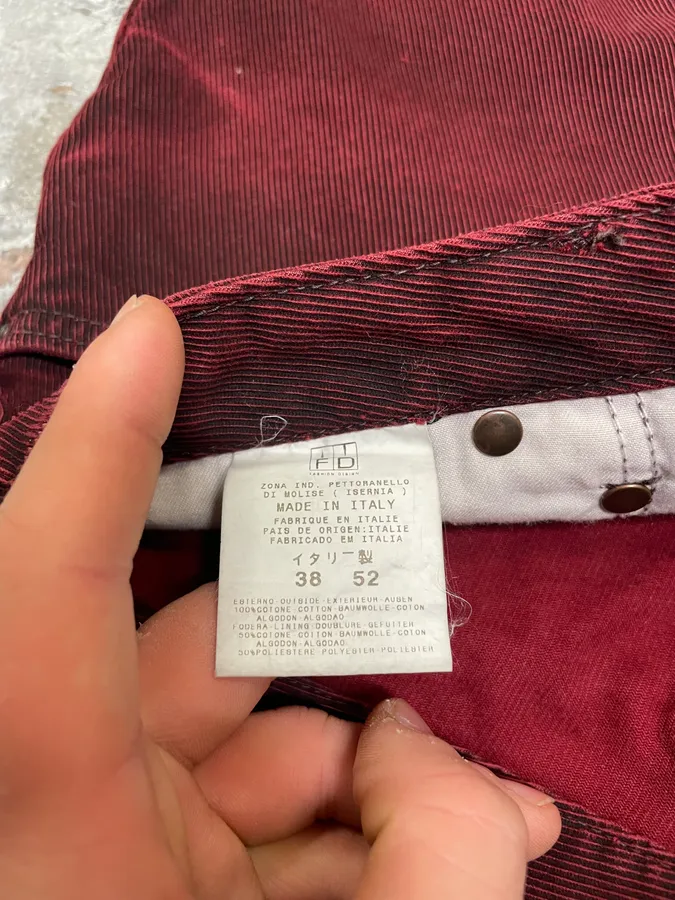 2000s Cavalli Dark Red Faded Cozy Denim Pants - Image 10