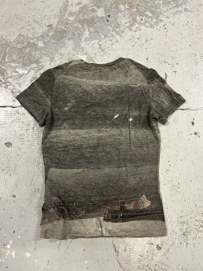 2000s Cavalli Denim Trompe L’Oeil T-Shirt - Image 4