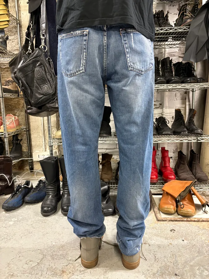 2000s Cavalli Destroyed Blue Denim Jeans - Image 4