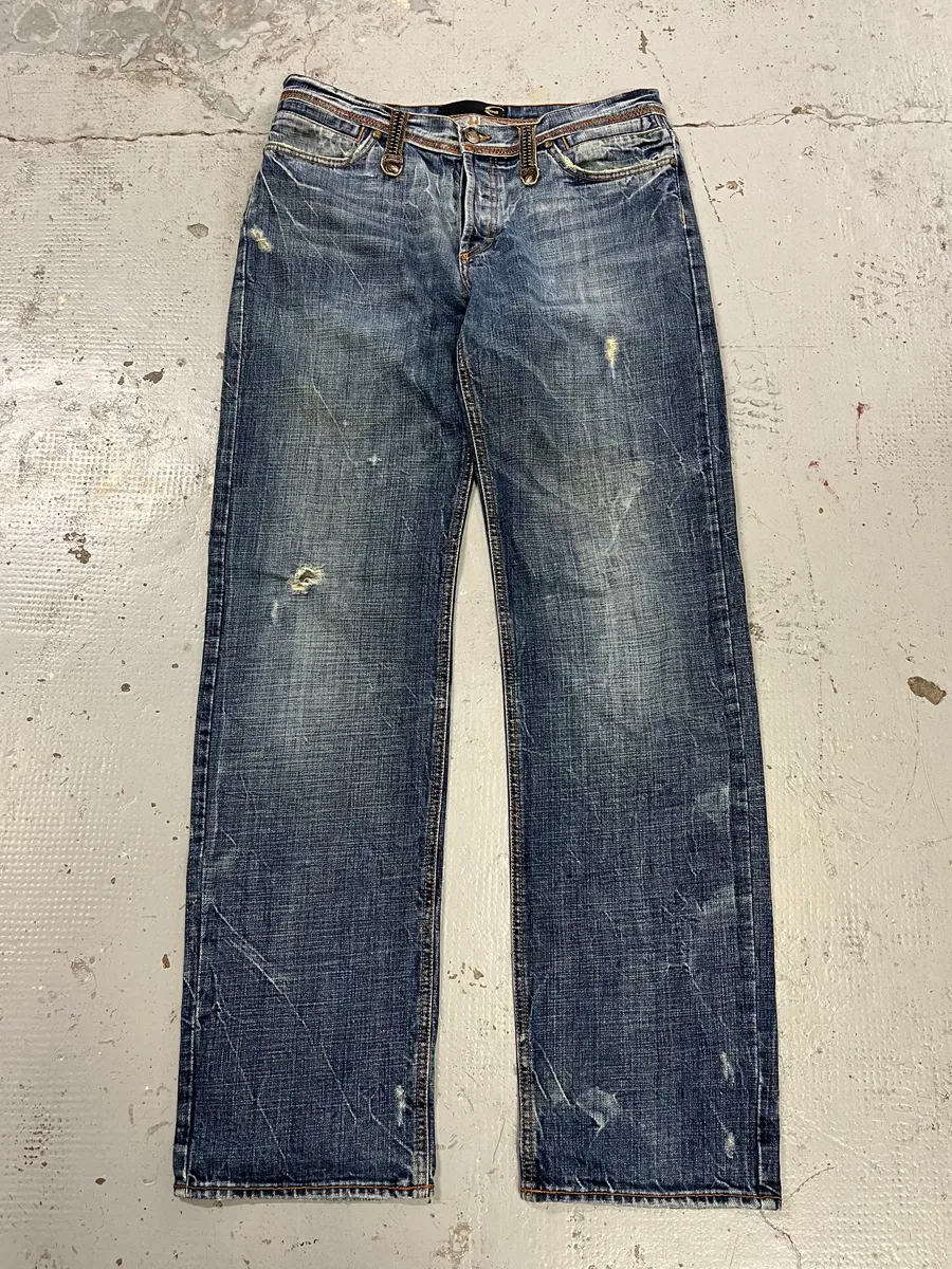 2000s Cavalli Distressed Blue Denim Jeans - Image 6