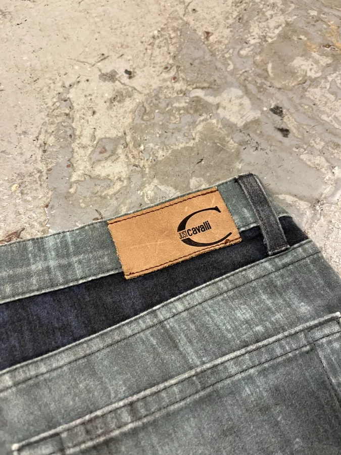 2000s Cavalli Elevation Disorder Blue Bootcut Pants - Image 10