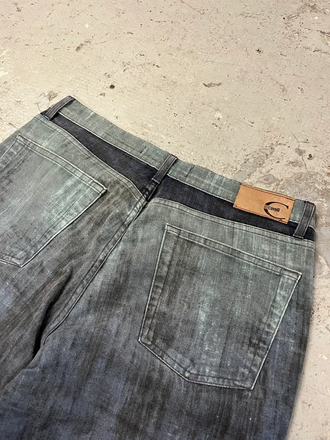 2000s Cavalli Elevation Disorder Blue Bootcut Pants - Image 9