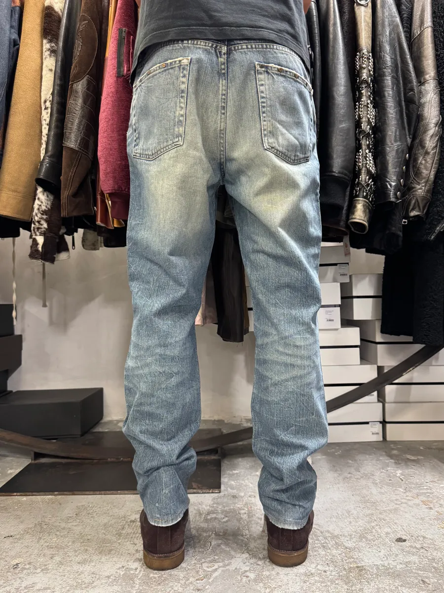 2000s Cavalli Embellished Blue Faded Denim Jeans - Image 4