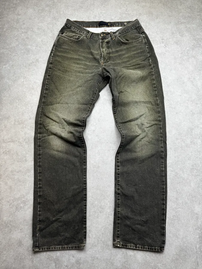 2000s Cavalli Eyelet Khaki Gradient Denim Jeans - Image 4