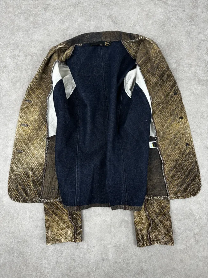 2000s Cavalli Faded Tattoo Wheat Blazer Jacket - Image 7