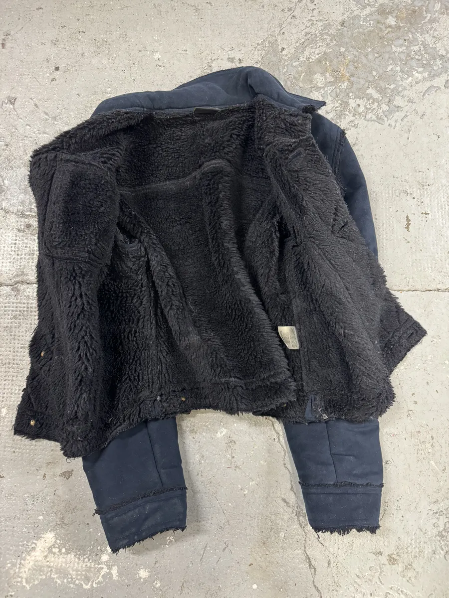 2000s Cavalli Faux Fur Distressed Rebel Blue Jacket - Image 8