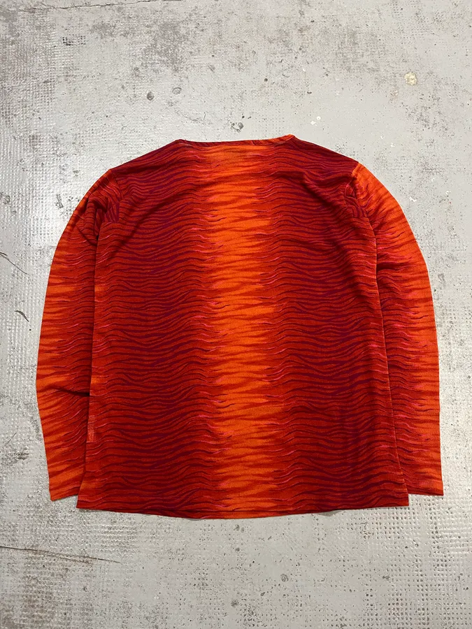 2000s Cavalli Fire Waves Orange & Red Longsleeve - Image 7