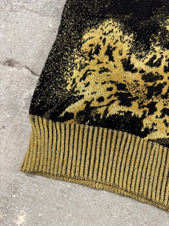 2000s Cavalli Golden Panther Sleeveless High Neck Sweater - Image 3
