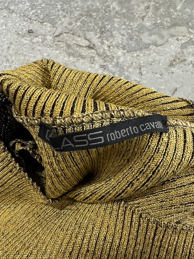 2000s Cavalli Golden Panther Sleeveless High Neck Sweater - Image 5