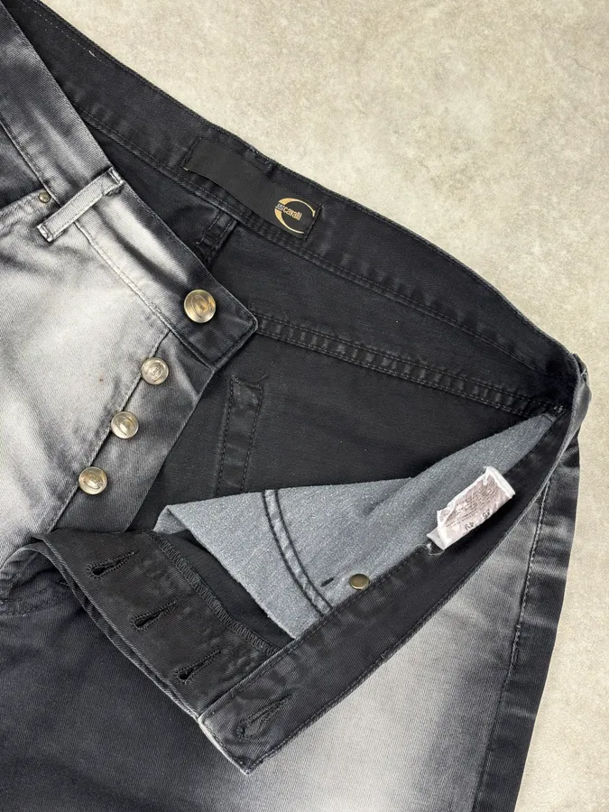2000s Cavalli Gradient Black & Grey Pants - Image 10