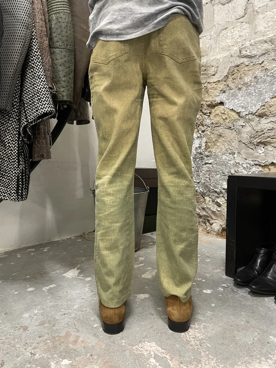 2000s Cavalli Green Sun Faded Pants - Image 3