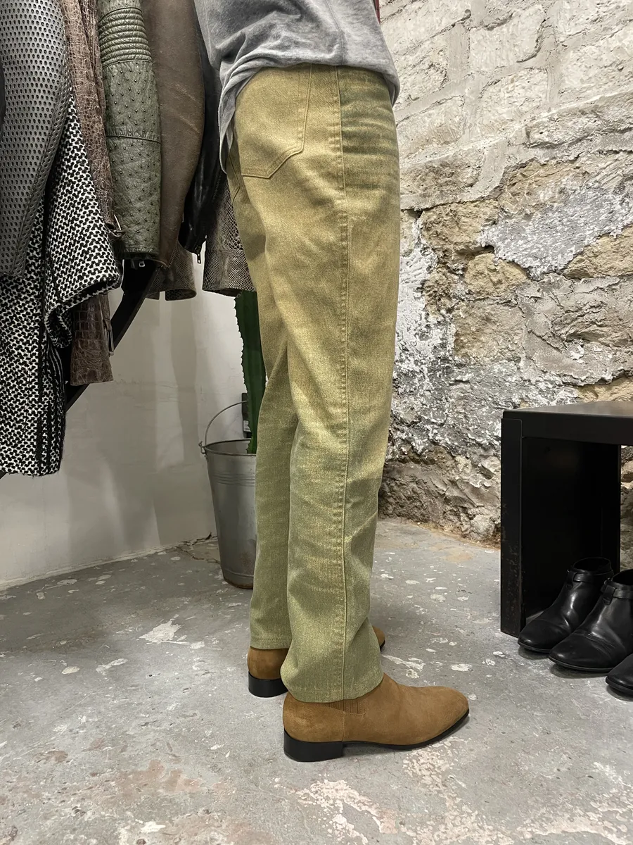 2000s Cavalli Green Sun Faded Pants - Image 4