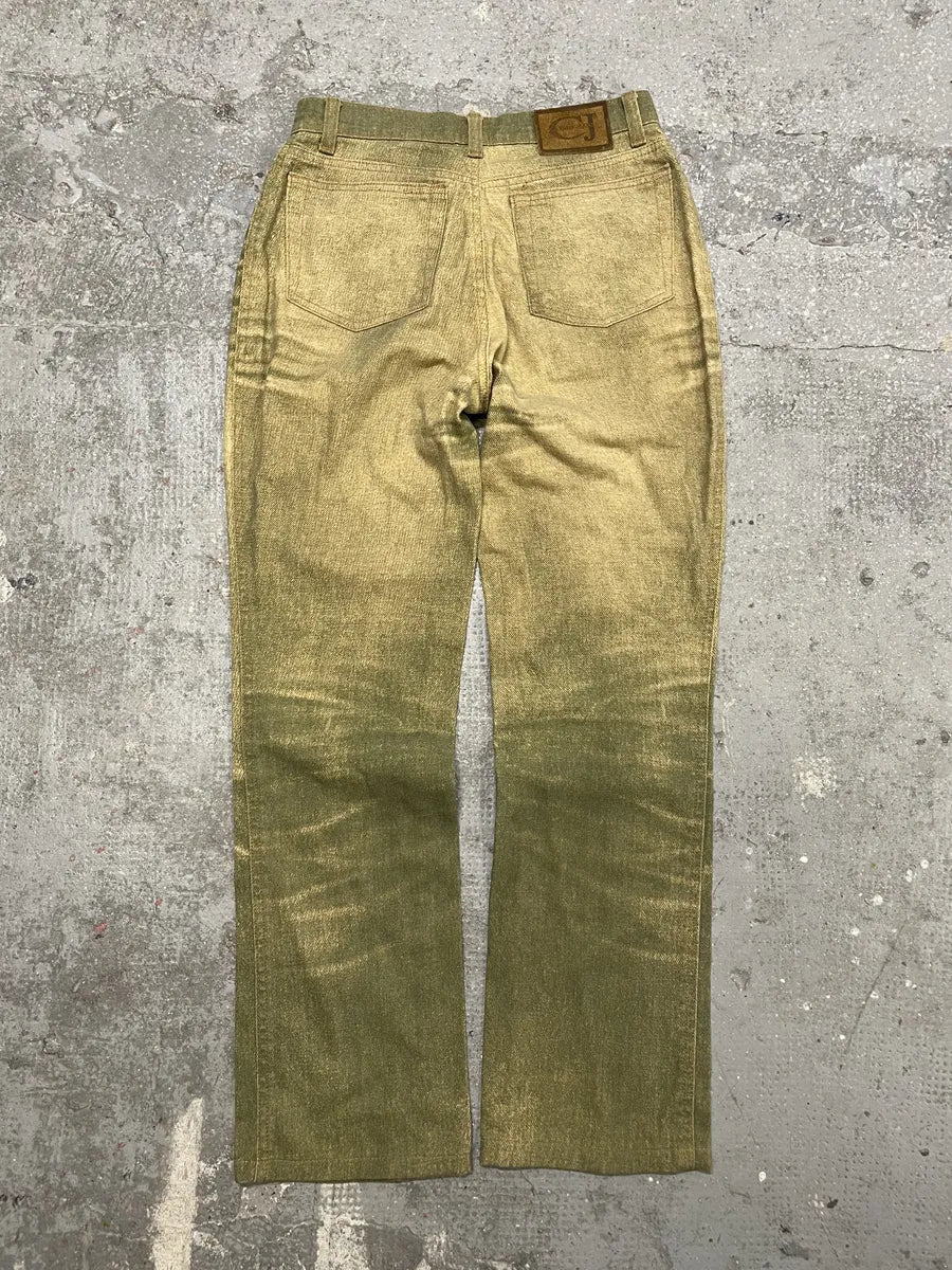 2000s Cavalli Green Sun Faded Pants - Image 5