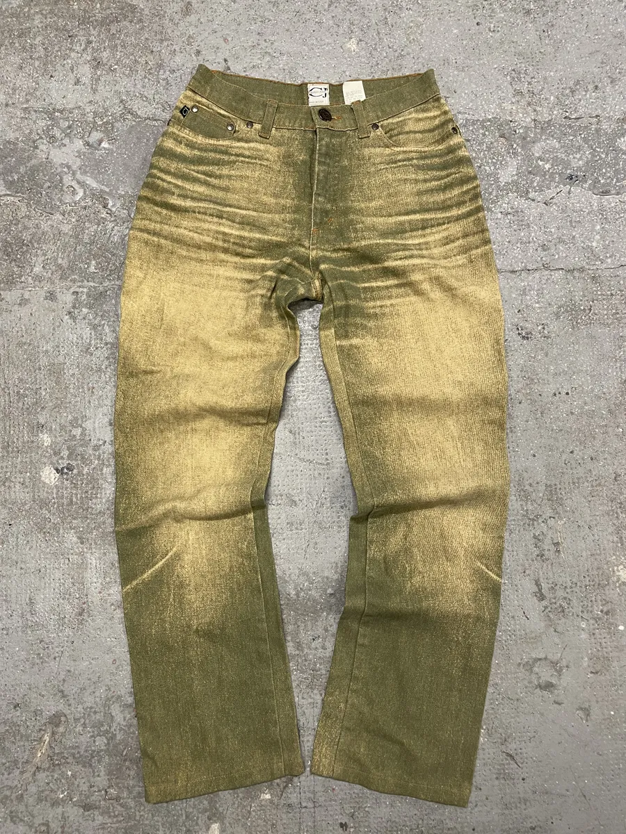 2000s Cavalli Green Sun Faded Pants - Image 7