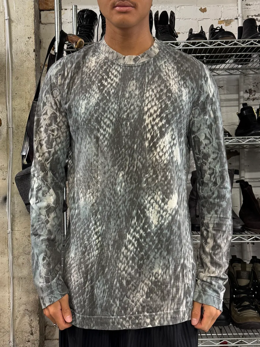 2000s Cavalli Grey Blue Snake Print Longsleeves - Image 2