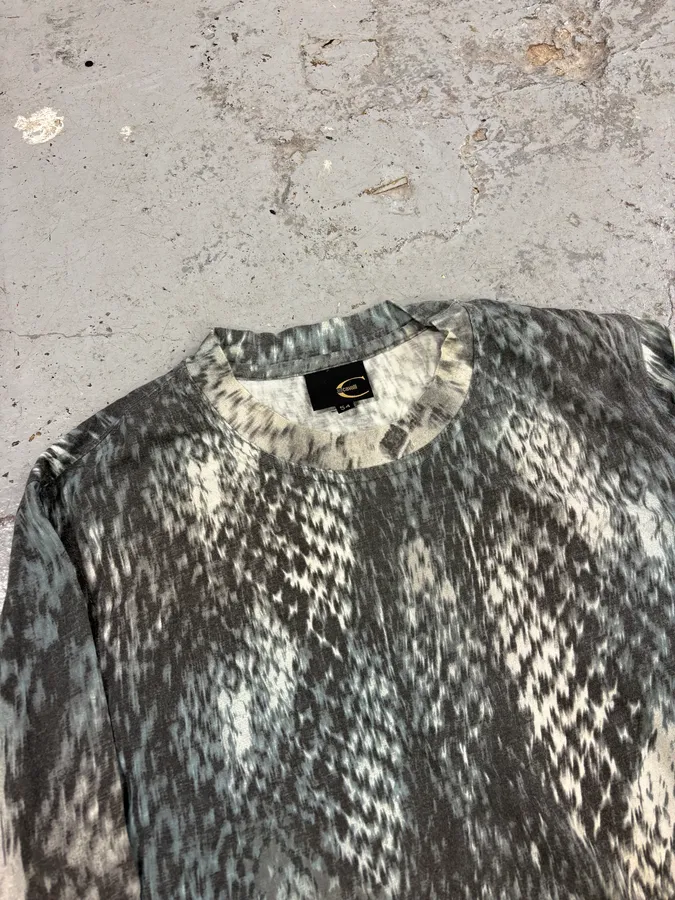 2000s Cavalli Grey Blue Snake Print Longsleeves - Image 5