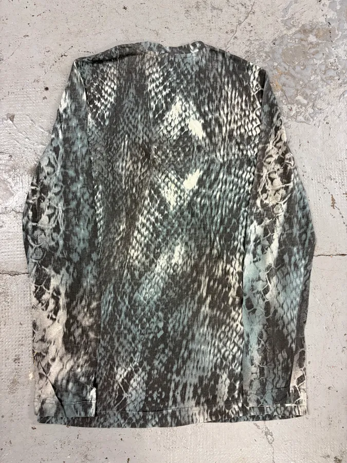2000s Cavalli Grey Blue Snake Print Longsleeves - Image 6