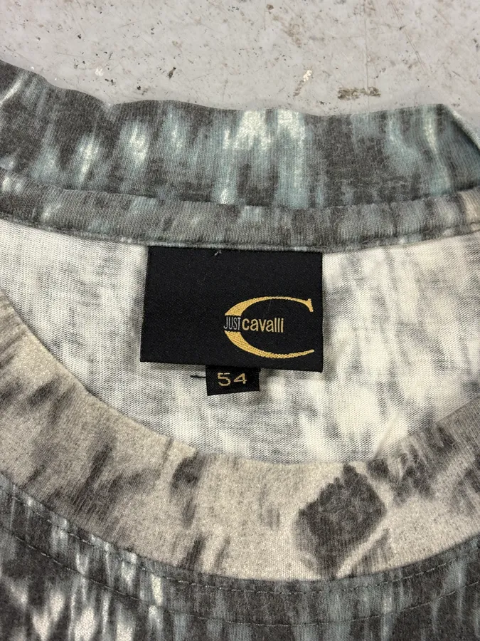 2000s Cavalli Grey Blue Snake Print Longsleeves - Image 7