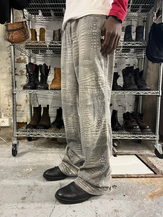 2000s Cavalli Grey Crocodile Effect Pants - Image 2