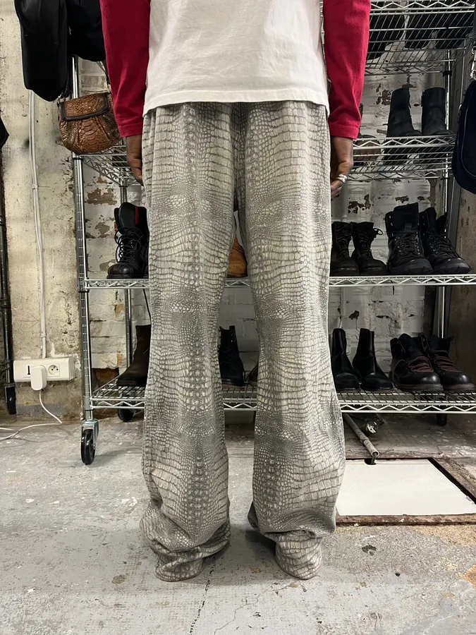2000s Cavalli Grey Crocodile Effect Pants - Image 4